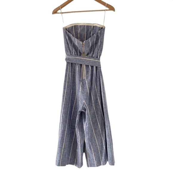 Alice + Olivia Lucie Strapless Striped Chambray Jumpsuit - Picture 4 of 8